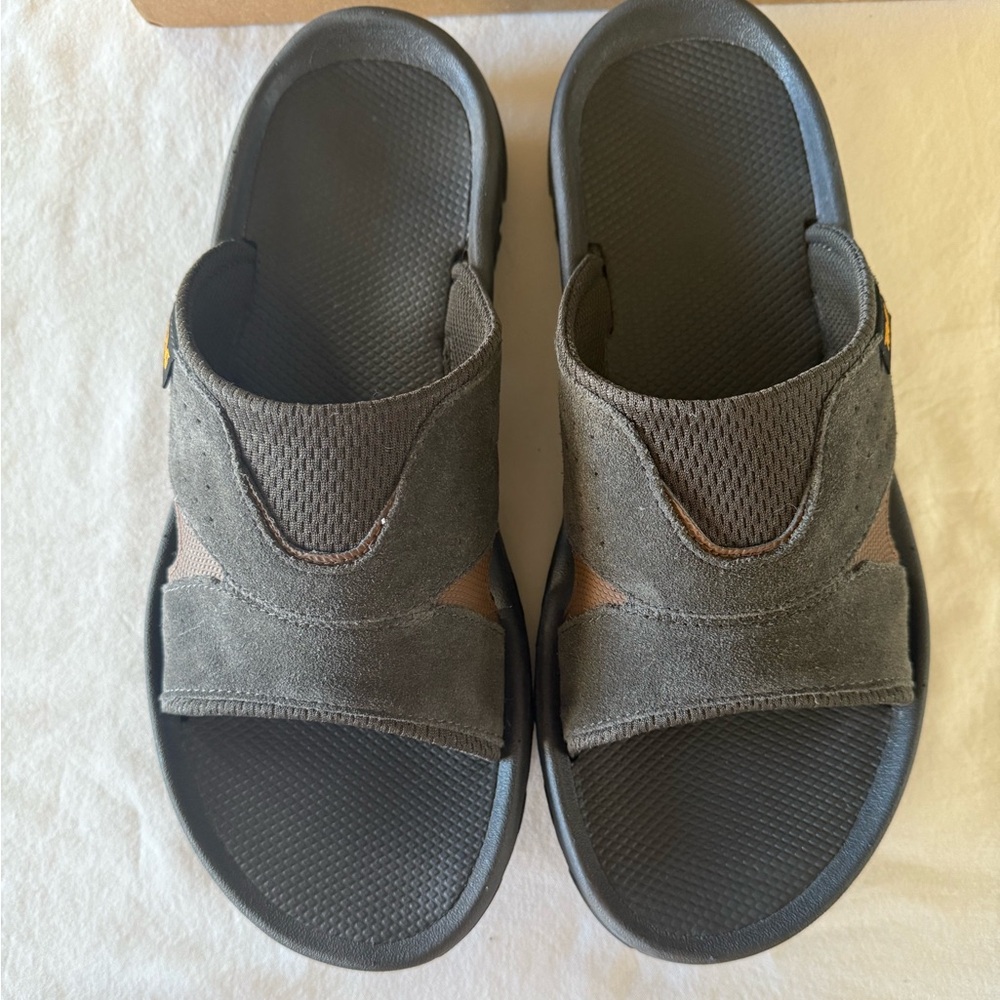 NIB Teva Men Katavi 2 Leather Slide Sandals Brown Size 11 (Bungee Cord) Dk Brown - Picture 6 of 8